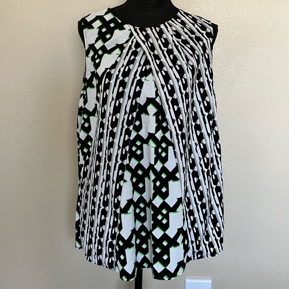 -Peter Pilotto for Target sleeveless top black white and green geometric tanktop - Picture 2 of 9